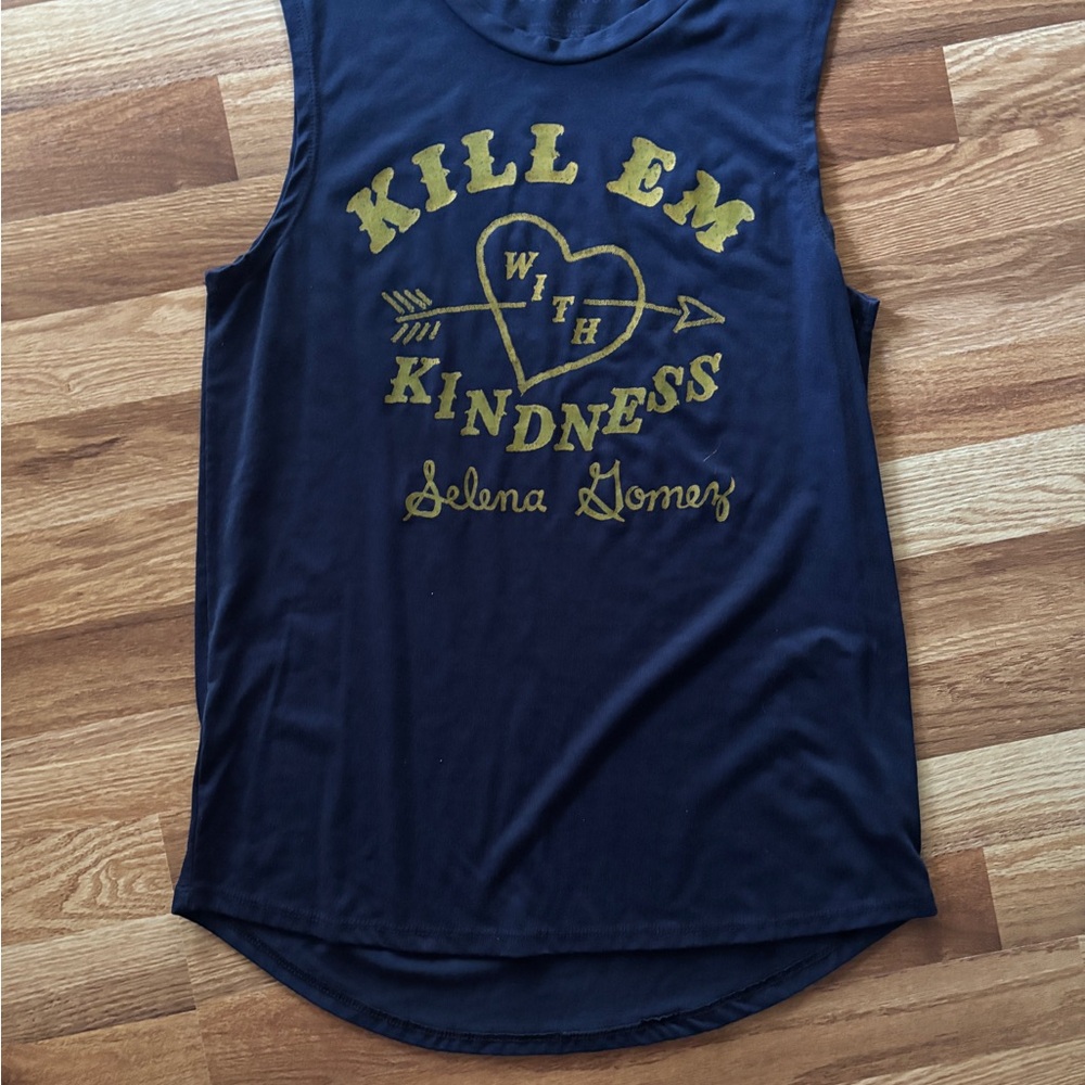 Selena Gomez Blue and Gold Graphic Tank Top